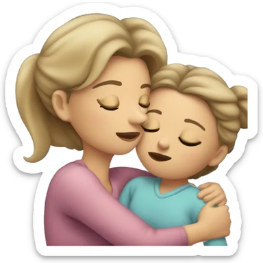 mum giving her daughter a goodnight kiss sticker