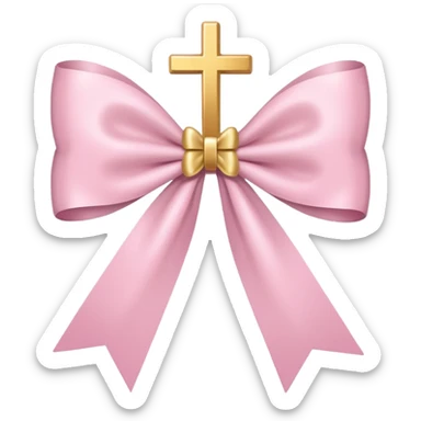 super pale pink bow confetti but the paper confetti are the pale pink bows all spread out with white tiny glitter and then with a cross  sticker