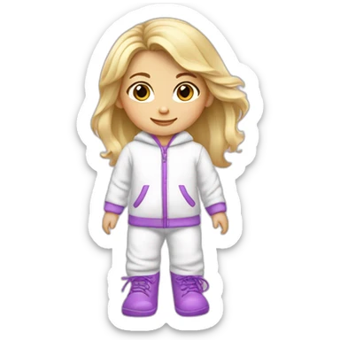 Bébé blonde en pijama blanc et des bottes mauve  sticker