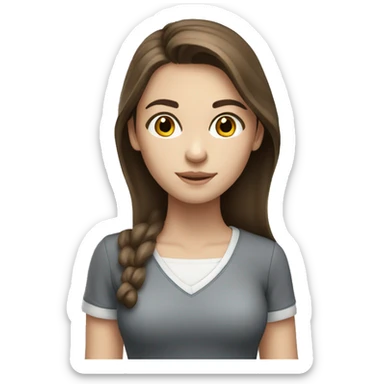 Light brunette girl with brown eyes white skin studying sticker