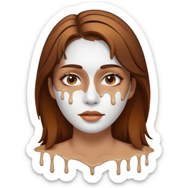 Brown Hair Woman , white paint , drip, face, hot sticker
