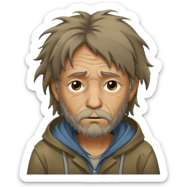 very dirty looking homeless person very very dirty and smelly looking face only sticker
