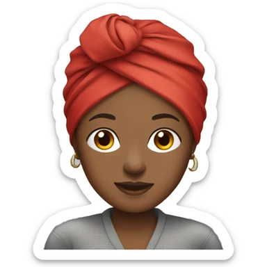 Black women wearing red head wrap and grey shirt  sticker