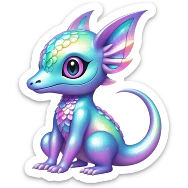 Pastel Randomly-colored sparkly exotic Fakémon-creature sticker