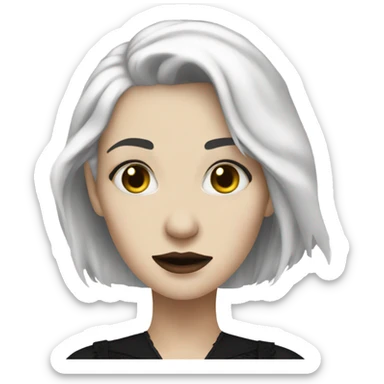 White skin, white hair, gothic clothes woman  sticker