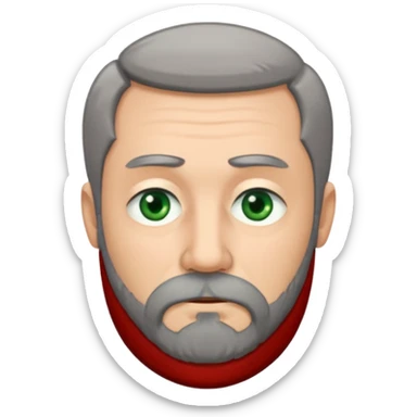 Greenish grey eyed adult man with sad eyes, poor short dark grey hair and a very long beard hanging. Pale skin. He's serious and looks tired. Make sure his hair and beard are both dark grey. sticker