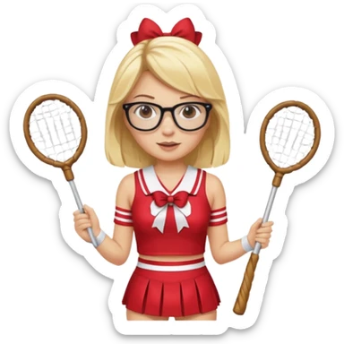  Sexy Dominatrix blonde hair and glasses full body with whip in a cheerleaders outfit  sticker