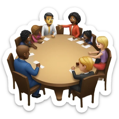 A round table with people sitting around it. They should be diverse in race and hair style sticker