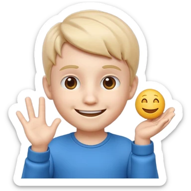 3D imoji of  The little boy who is a magic designer, he is a graphic designer, he should not be holding anything sticker