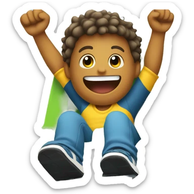 boy on a roller coaster with arms up sticker