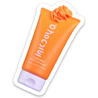 empty, crumpled hand cream tube, pastel and vibrant colors, very squished and wrinkled, cap on, no face, looks like a beauty product sticker