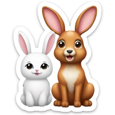 a cute deer and a rabbit sticker