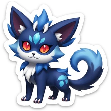 Shiny Evil mExotic Badass Colorful Ethereal Royal Mysterious Gothic Meowstic-Zorua-Litten-Noibat-Pokémon-Fakémon-hybrid-creature (full body) with random pattern-markings sticker