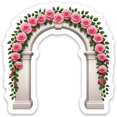 White tall archway with romantic pink and red flowers  sticker