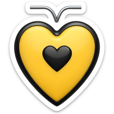 Fusiona un corazón de iPhone de color amarilla con color negro otro como el tercero pero sin el rabo de arriba sticker