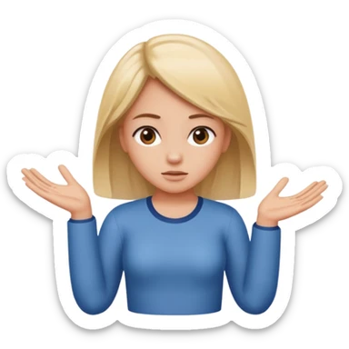 A girl shrugging his shoulders with a 6 above his left hand and a 7 above his right hand. sticker