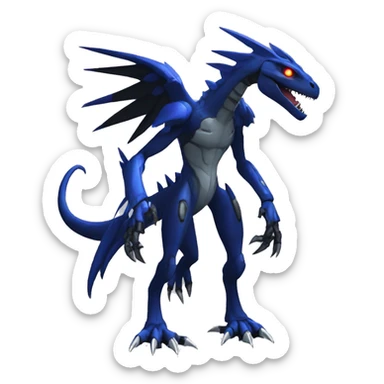  Cool Edgy Black Blue Digimon-Fakemon-Guilmon-Velociraptor-Dragon-Mecha full body sticker