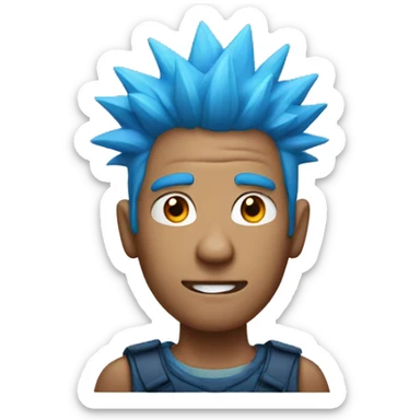 Man with spiky blue hair sticker