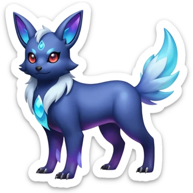 Shiny Iridescent Glowing Neon Alloy Soft Glimmering Glossy Translucent Magnificent Absol-Zorua-Umbreon-fusion (full body) sticker