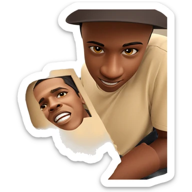 smiling boy in quirky hat sticker