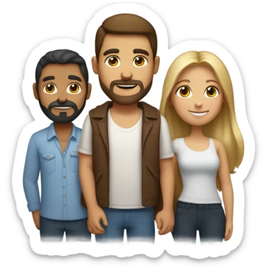 Puerto rican beard short brown hair  with blond long hair woman and brown long hair girl Family  sticker