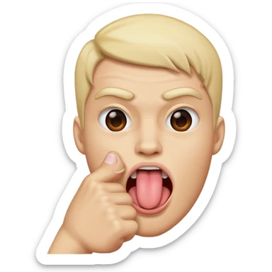 Tongue out face with one fist in front of face sticker