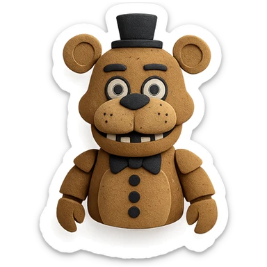 Freddy from Five Nights at Freddy's, highly detailed, paper craft style sticker