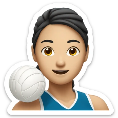 asian female volleyball player spiking the ball sticker