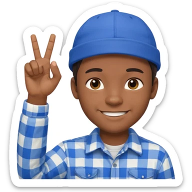 Emoji of a young man with dark hair, wearing a blue cap and a white flannel shirt, the young man is making a "like" gesture with his right hand sticker