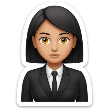 emoji of a bouncer, woman with earpiece, black suit, standing confidently sticker