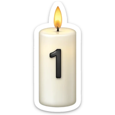white candle with number 1 sticker