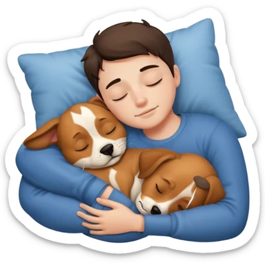 boy dog sleeping sticker