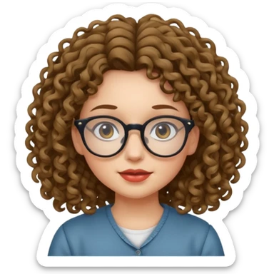 una chica con rizos y el cabello suelto con gafas sticker