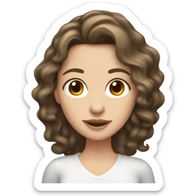 Create a white Girl that’s brunette with wavy hair  sticker