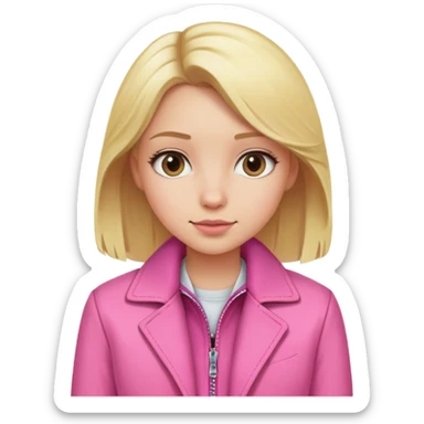blonde girl with a pink jacket sticker