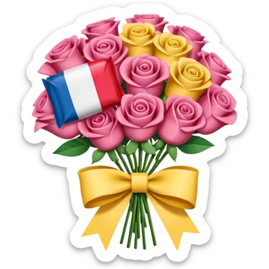 SPAM MEAT rose bouquet wrapped in french flag bow sticker