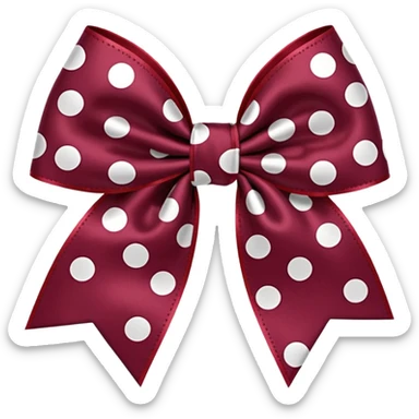 Burgandy bow with white polka dots sticker