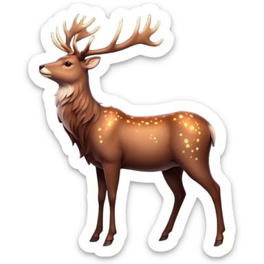 Celestial Stag emoji – full body, majestic stag with tall glowing antlers shaped like constellations, starry highlights on body, slight side angle sticker