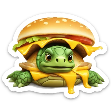 Turtle eating cheeseburger sticker