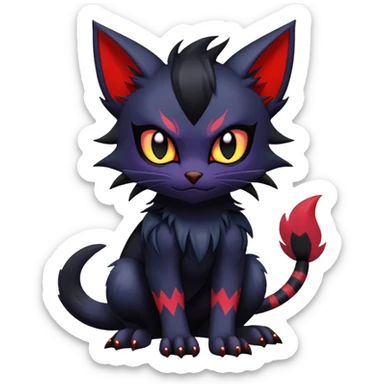 Vampiric feral futuristic gothic emo dark Litten-Noibat-Fakémon-hybrid-creature (full body) sticker