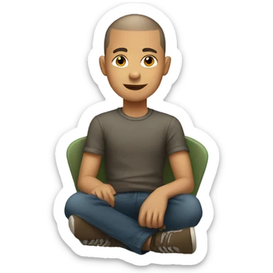 boy with buzz cut indoors sticker