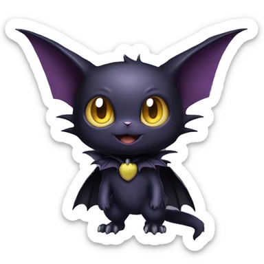 Cool Cute Edgy Dark Black Batty Chibi Noibat-Cat-Pokémon-Fakémon-hybrid sticker