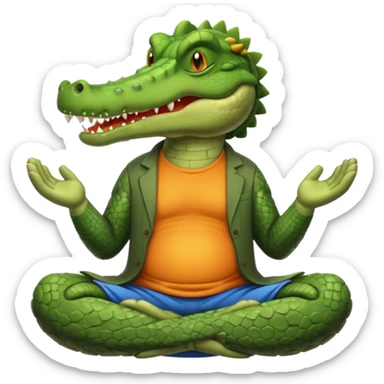 Crocodile with beard meditating sticker