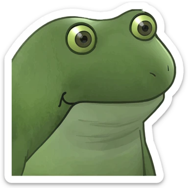 Make the intersecting pathways more complex, with additional twists, turns, and overlapping segments, in bufo frog meme style, no background. sticker