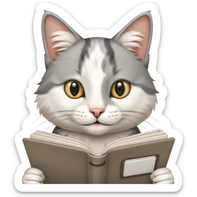 gato del egeo feliz en abriendo una libreta con anillado sticker