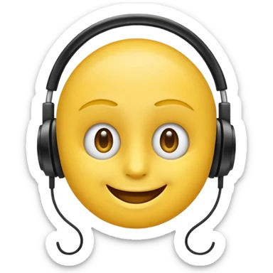 un emoji qui écoute de la musique avec un sourire discret  sticker