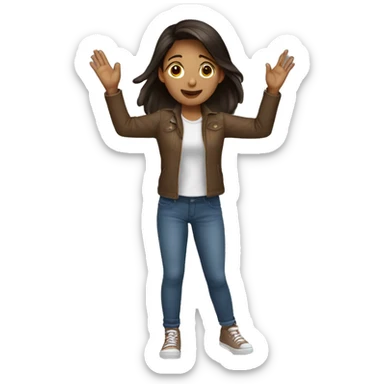 Brunette girl that is raising both her hands sticker