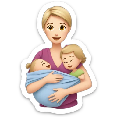 European Babywearing mom with two baby and wrap sticker