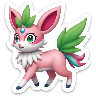 Meloetta-Shaymin-Sylveon-Virizion-Pokémon-Fakémon-fusion-creature (full body) sticker