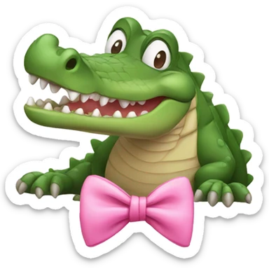 Crocodile with pink bow sticker